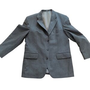 Oscar de la Renta 44R Wool Cashmere Classic Grey Two Button Blazer Jacket l